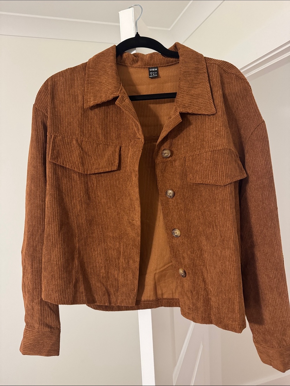SHEIN Corduroy Button-Up Jacket in Rust